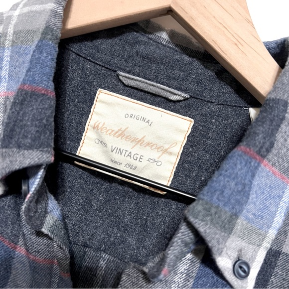 WeatherProof Vintage Men’s Flannel Size-M Plaid is Navy Blue, Black and Grey - Picture 3 of 6